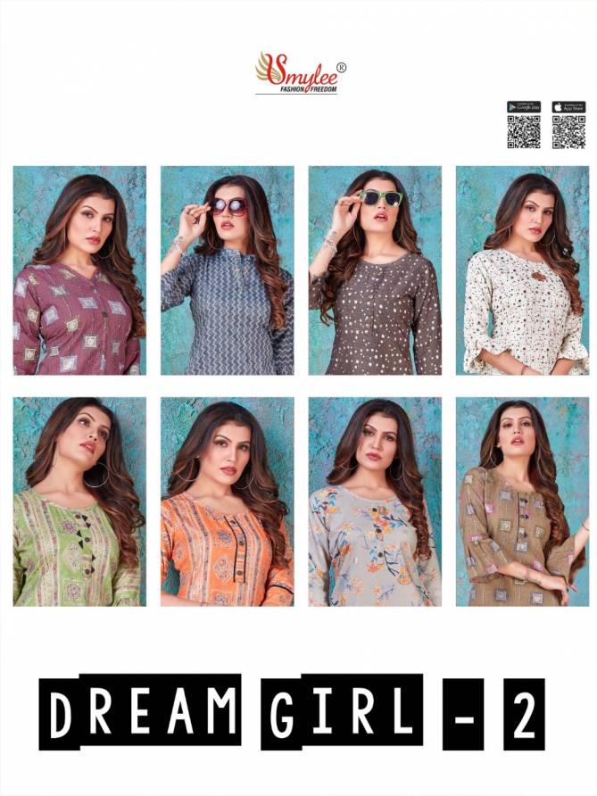 RUNG DREAM GIRL VOL-2 Latest Fancy Designers Casual Wear Heavy Foil Print Rayon Kurti Collection